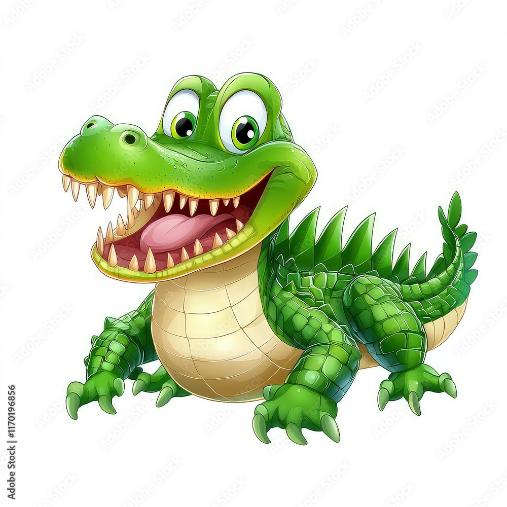 Fototapeta premium Illustration of a cartoon crocodile isolated on white background