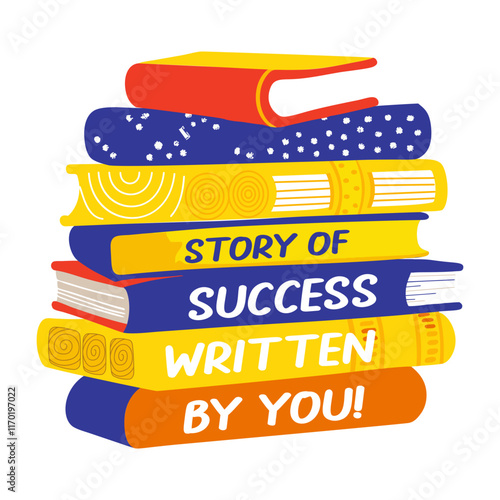 Success story sticker in flat style