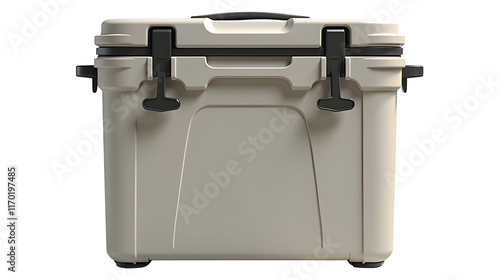 Sleek Beige Cooler:  Perfect for picnics, adventures, or keeping drinks refreshingly cold. Durable and stylish, this cooler is ready for anything!, cut out