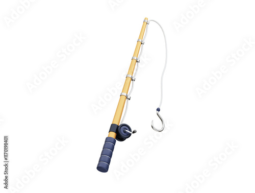 Fishing rod 3d rendering vector illustration icon