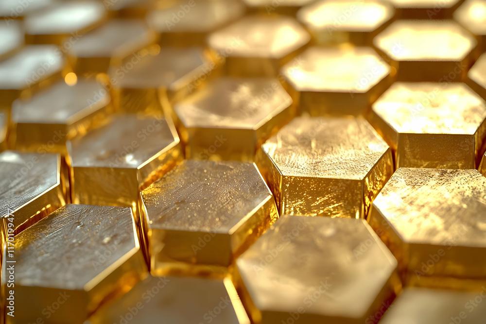 Golden Hexagon Pattern: Abstract Design, Luxury Golden Hexagon Pattern: Abstract Design, Luxury