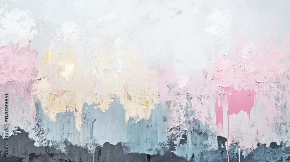 Fototapeta premium Art oil and acrylic smear blot canvas painting wall Abstract texture pastel color stain brushstroke texture background