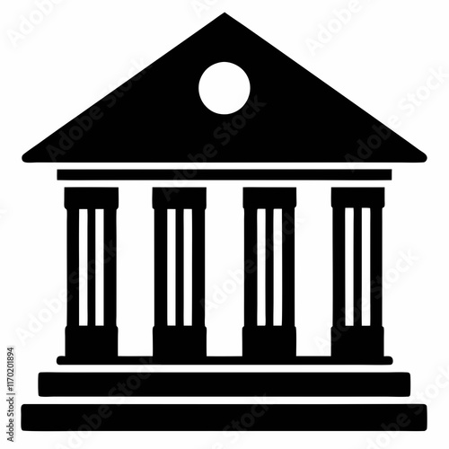 Bank Building Silhouette Vector Art photo