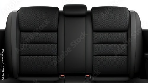 A sleek, modern car back seat design featuring black upholstery and a minimalist aesthetic.