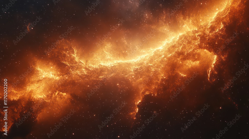 Fototapeta premium Fiery Nebula: Celestial Inferno in Deep Space
