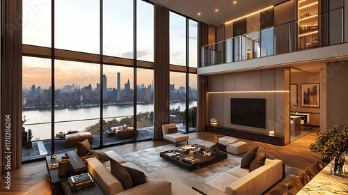 Luxury Apartment with City View at Sunset