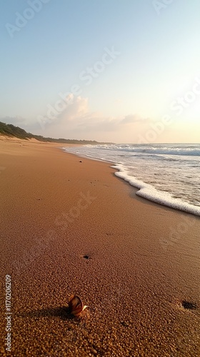 Wallpaper Mural Tranquil Beach Scene at Sunrise with Gentle Waves and Shoreline Torontodigital.ca