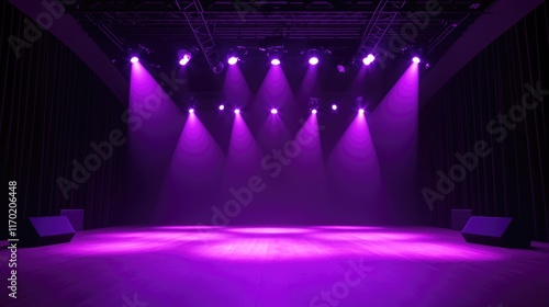 Wallpaper Mural Empty concert stage with purple lights and sound system. Torontodigital.ca