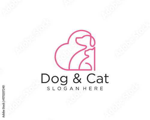 Love dog line art logo