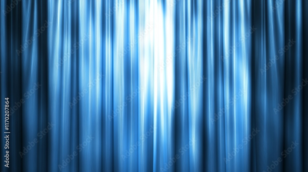 Blue curtains with vertical lines light shines down on the creases giving it a dimensional glossy texture blue fabric texture background Blue curtains with vertical lines light shines down on the creases giving it a dimensional glossy texture blue fabric texture background