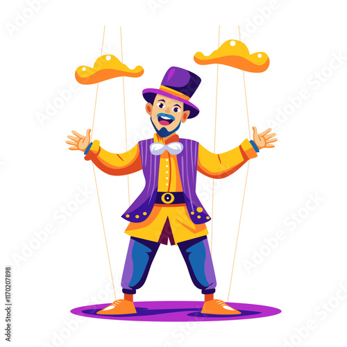 Puppet show illustration in flat style 

