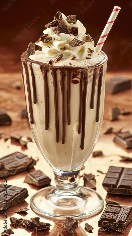 Rich Chocolate Milkshake with Whipped Cream and Chocolate Drizzle Rich Chocolate Milkshake with Whipped Cream and Chocolate Drizzle