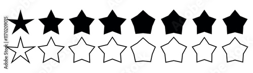 Set rating stars icon badges. Feedback customers. Rank, level of satisfaction rating ,with Represents quality, customer rating, and feedback in transparent PNG and vector format.