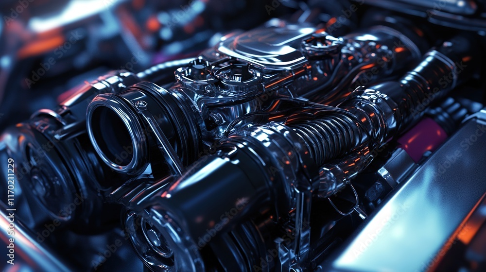 Fototapeta premium Close-up of a Sleek, Powerful Car Engine