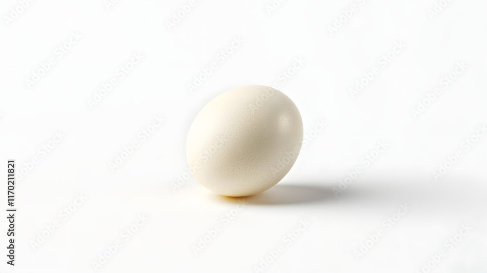 Single off white speckled egg on white background Single off white speckled egg on white background