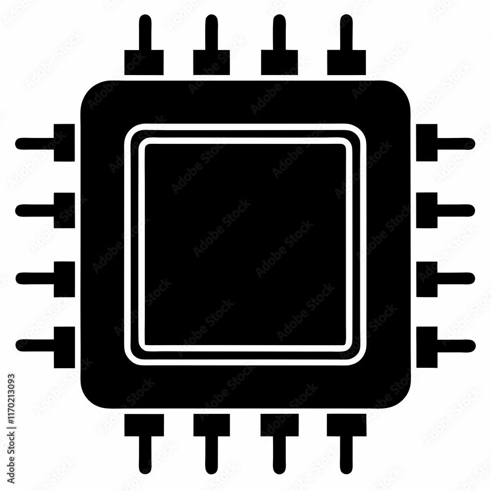 BGA Chip Silhouette Vector Art BGA Chip Silhouette Vector Art