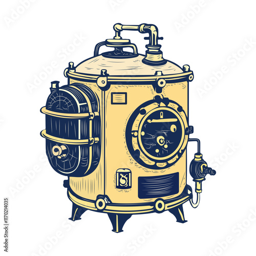 Autoclave machine illustration in vintage style