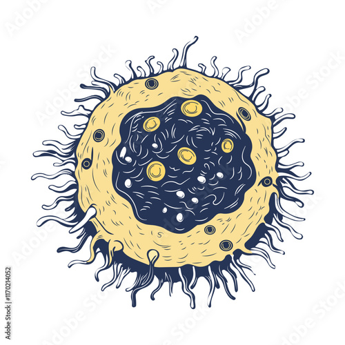 A vintage style illustration of a blood cell