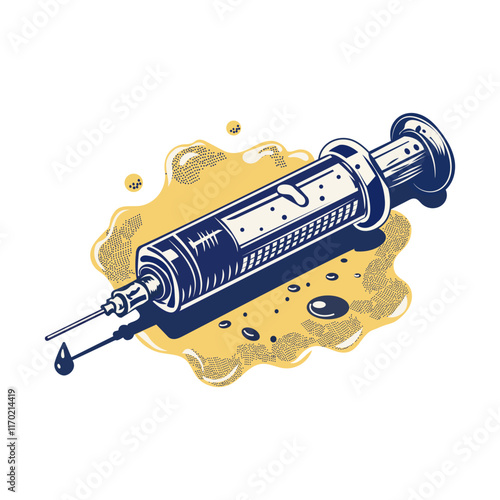 Medical injection illustration in vintage style