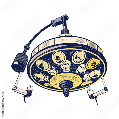 Operating lamp illustration in vintage style