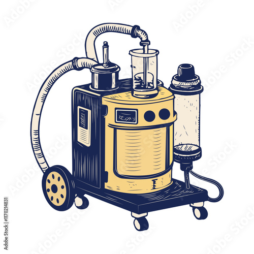 Suction apparatus illustration in vintage style