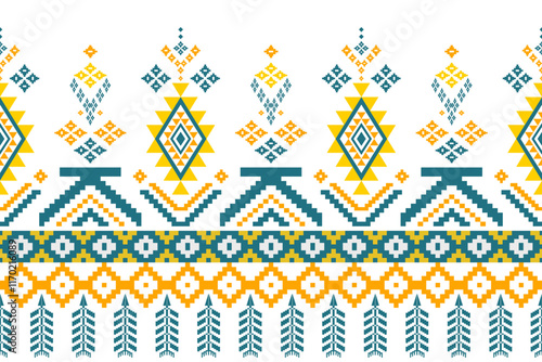 Oriental ethnic seamless pattern traditional background ,Design for fabric ,clothing, carpet ,wallpaper ,batik ,wrapping ,illustration embroidery style ,Vector ethnic  pattern Morocco ,Geometric 