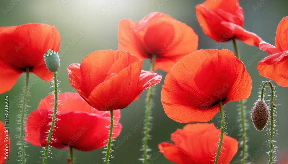 Fototapeta premium Vibrant Red Poppies in a Field