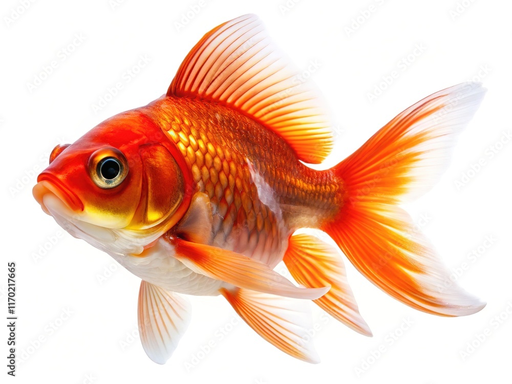 Red Cap Goldfish, Isolated, Detailed, White Background, High-Quality Image Red Cap Goldfish, Isolated, Detailed, White Background, High-Quality Image