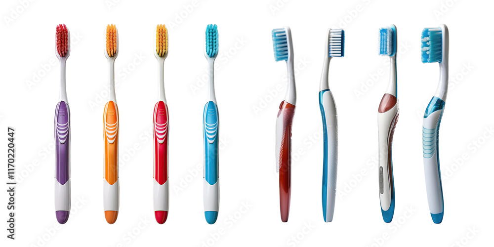 Colorful Toothbrushes on a Transparent Background Colorful Toothbrushes on a Transparent Background