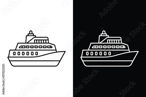 Minimal Ferry Icon Collection. Stylish Glyph Boat Designs for Logos & Branding