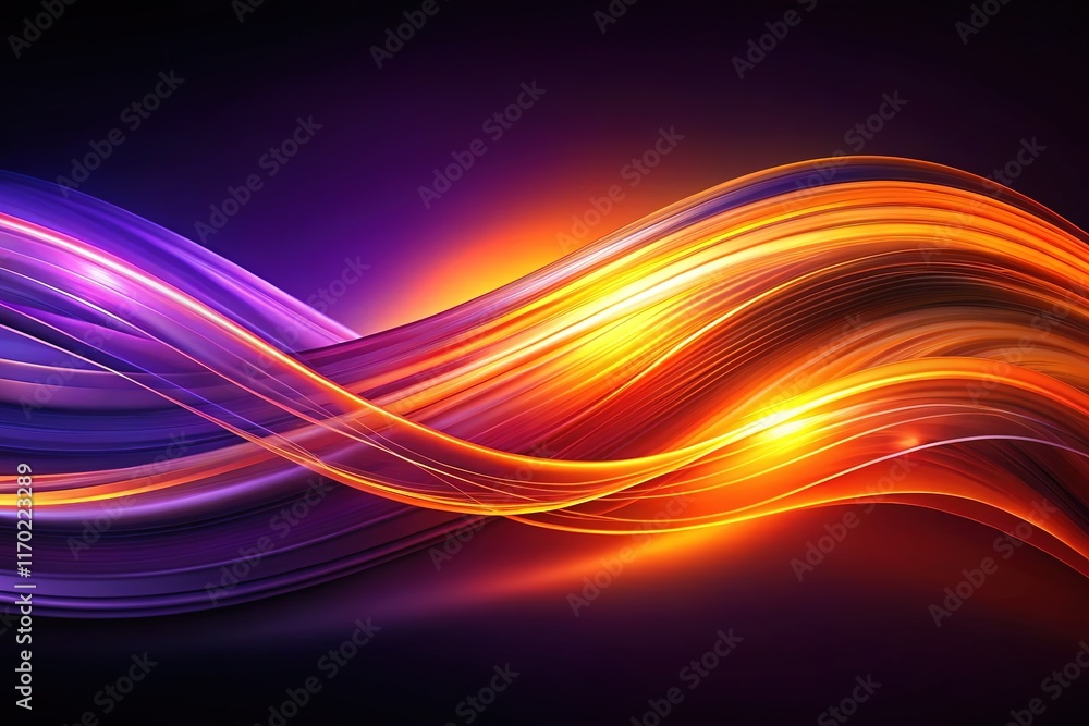 Fototapeta premium Abstract Orange Purple Wave Lines Design - Dynamic Art