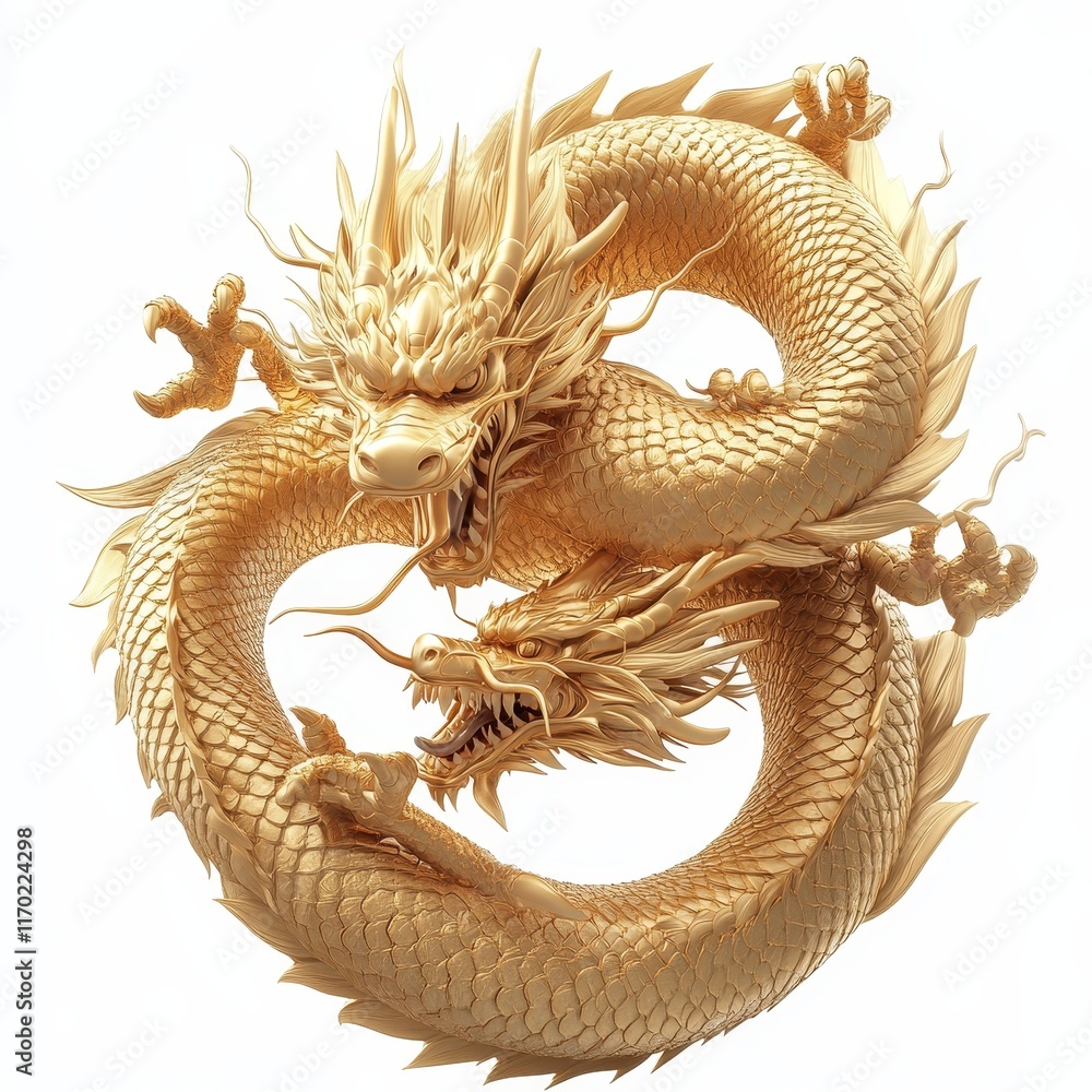 Obraz premium Golden Dragon Artwork. Golden Dragon