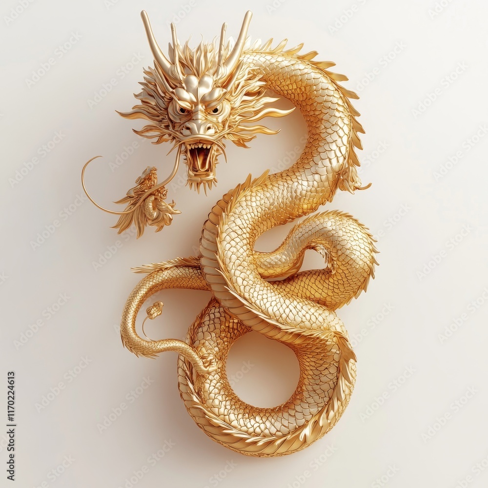 Fototapeta premium Shining Golden Dragon Design
