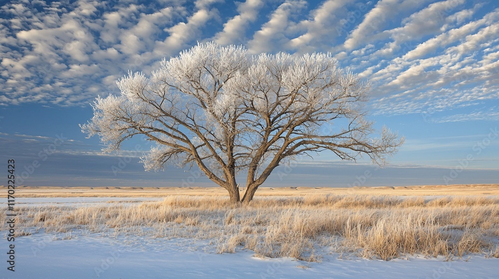 Frosty tree in winter landscape. Frosty tree in winter landscape.