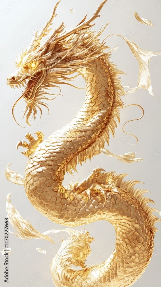 Obraz premium Golden Dragon Illustration