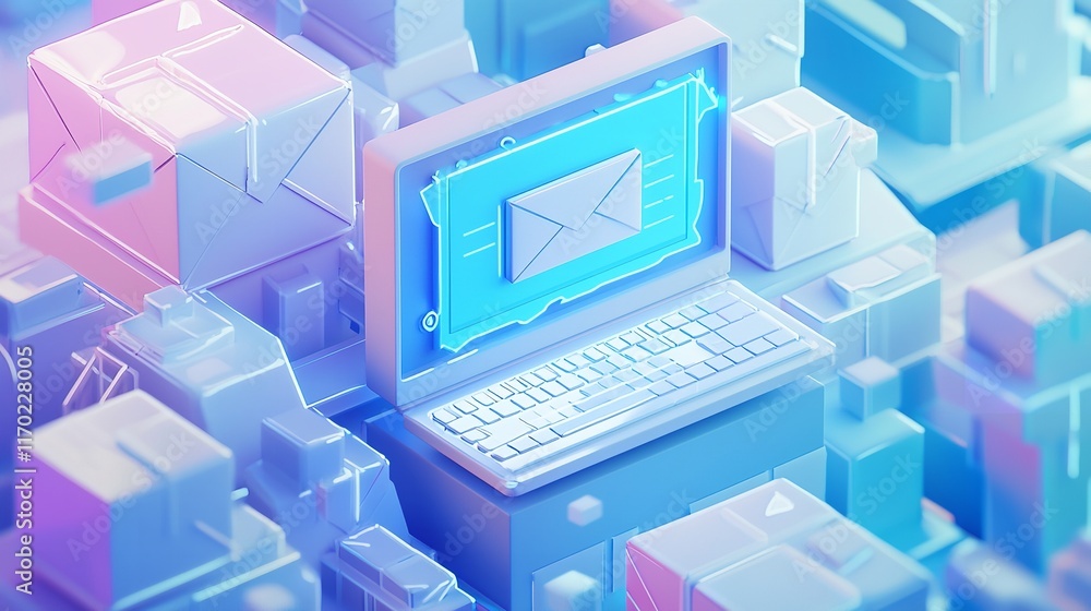 Email Marketing Business Concept in Isometric Style with Flat Design Elements Email Marketing Business Concept in Isometric Style with Flat Design Elements