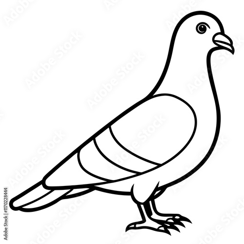 Cute Silhouette of a Pigeon line art vector cartoon illustration