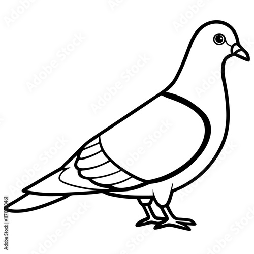 Cute Silhouette of a Pigeon line art vector cartoon illustration