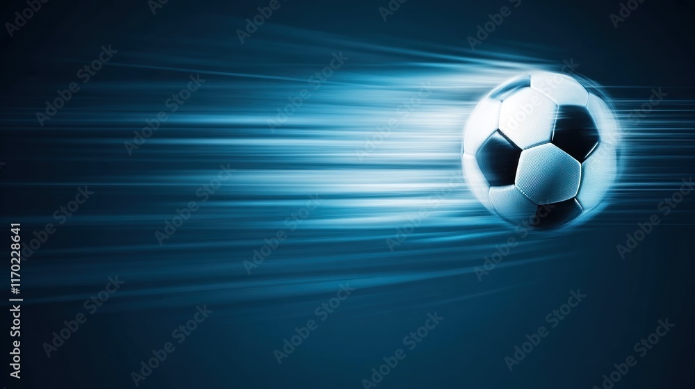 Fototapeta premium Soccer ball in motion sports field action shot dynamic environment close-up view energy and speed