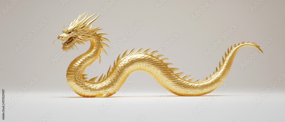 Obraz premium A golden dragon. S-shape golden dragon
