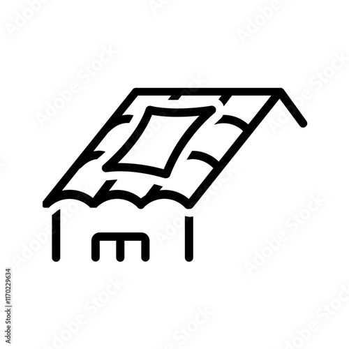 Vector black line icon for Roof tarp