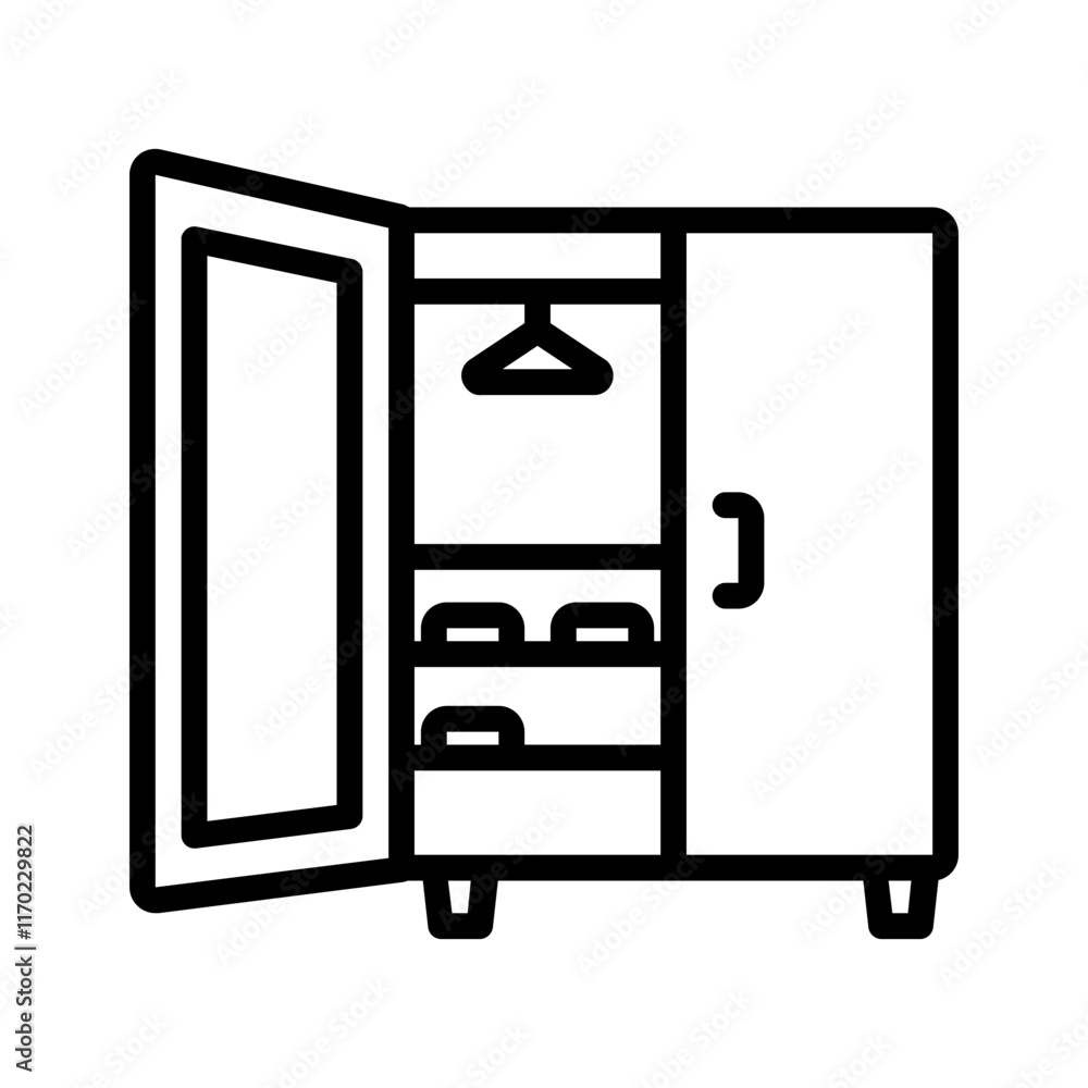 Vector black line icon for Closet doors Vector black line icon for Closet doors
