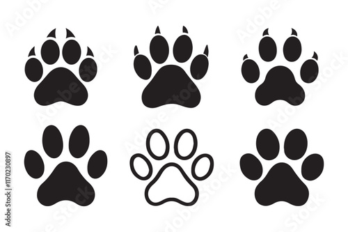 Dog paw silhouette  Bundle , Dog paw silhouette  Vector