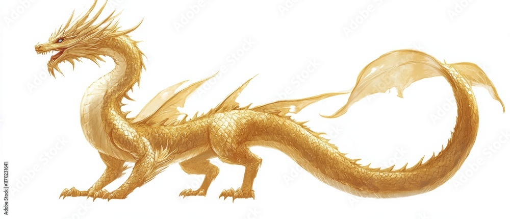 Fototapeta premium Golden Dragon on white background. dragon. golden dragon