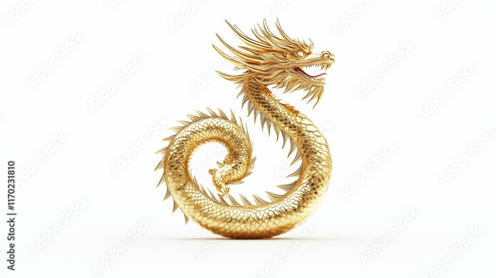 Fototapeta premium Golden Dragon on white background. dragon. golden dragon