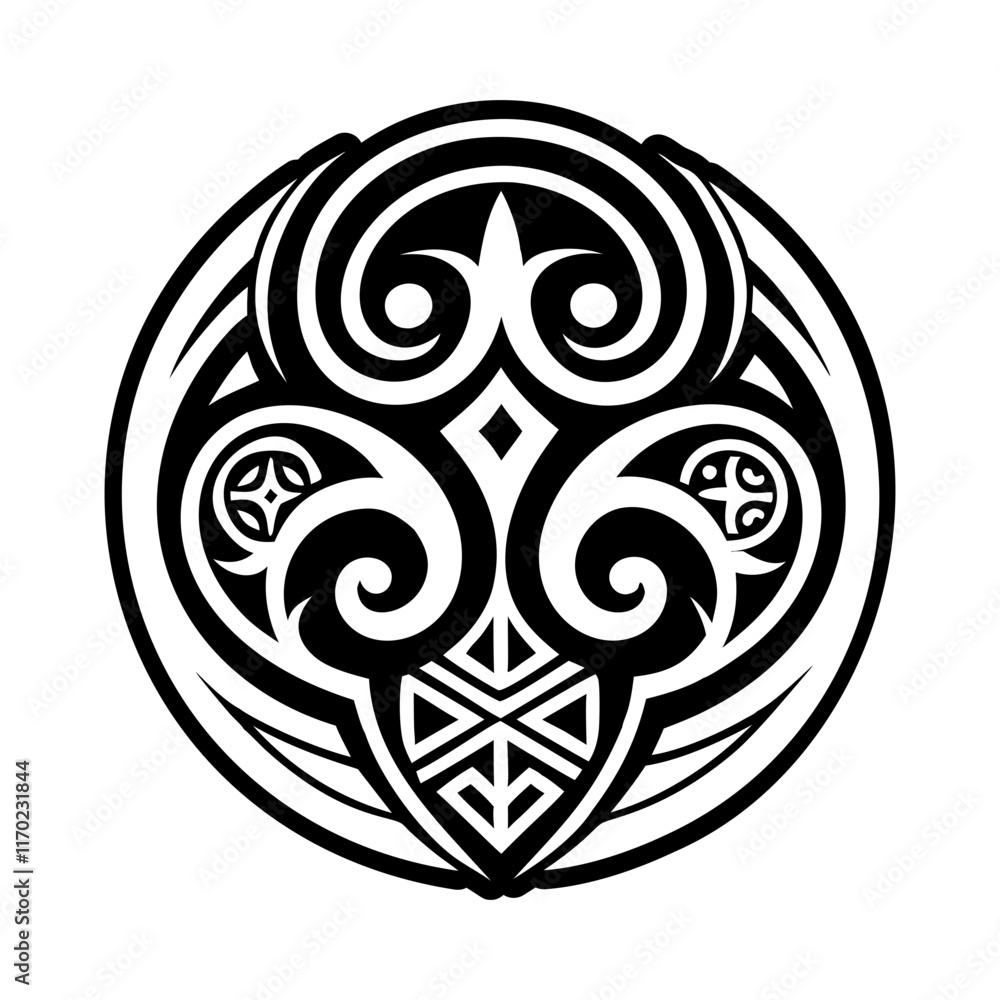 Maori family symbol icon in solid style Maori family symbol icon in solid style