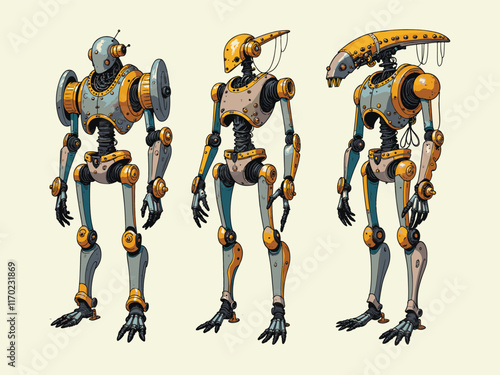A steampunk robot with intricate 
