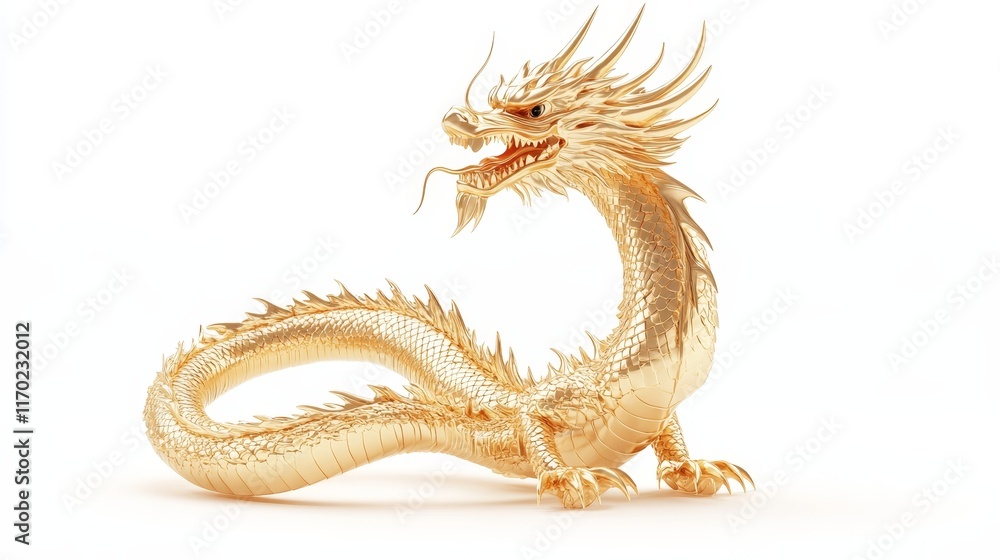 Obraz premium Golden Dragon. Elegant Golden Dragon Illustration