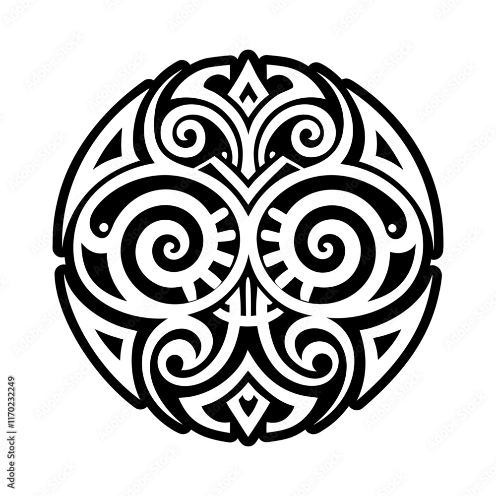 Polynesian artwork symbol icon in solid style Polynesian artwork symbol icon in solid style