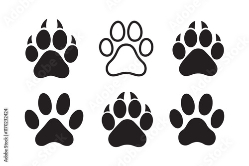 Dog paw silhouette  Bundle , Dog paw silhouette  Vector photo